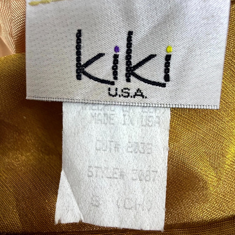 Vintage Kiki Prom Dress Womens Small Gold Acetate Formal Metallic Princess 90s - Picture 3 of 7